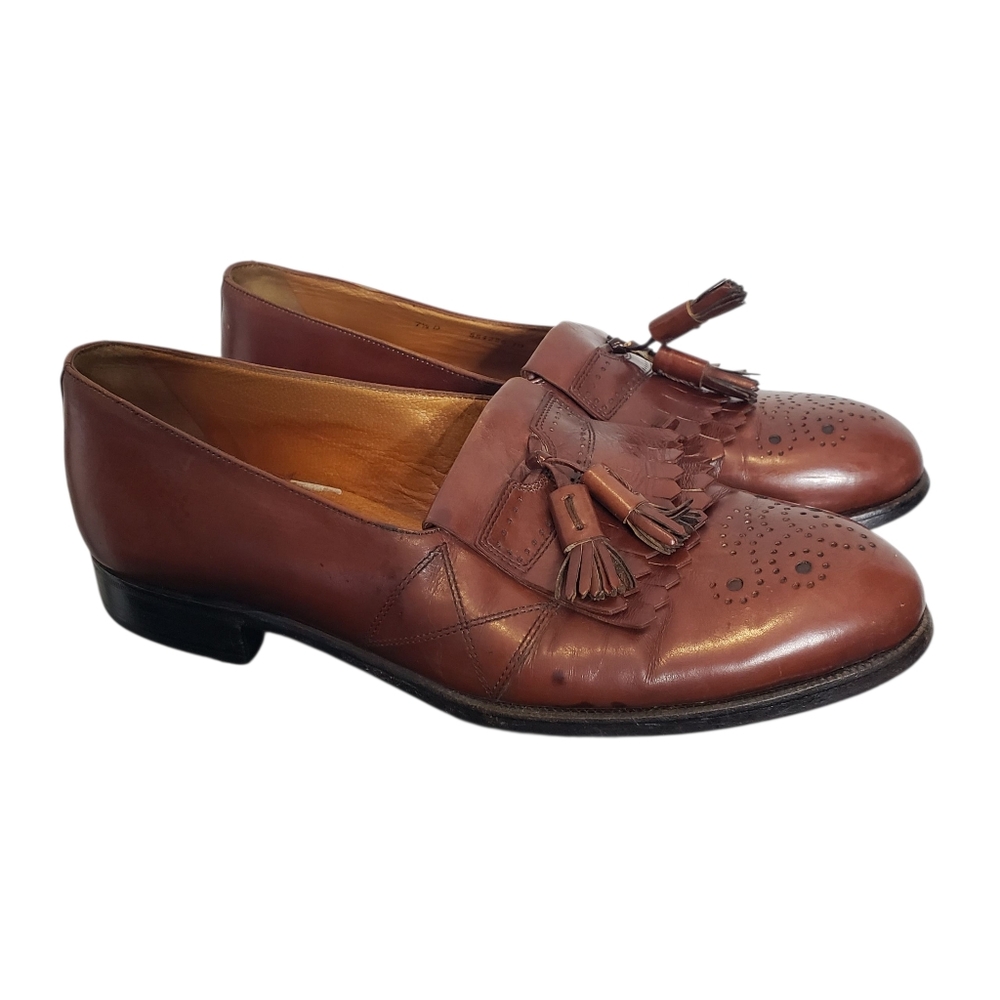 Bally Prestige 712 Richfield Vintage Brown Lether Loafers with Tassels Sz 7.5 D